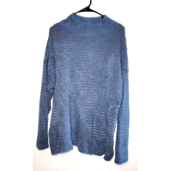 Chico’s Zenergy Striped Mock-Neck Sweater Women’s Sz 3 Eyelash Knit Pullover - Picture 1 of 9